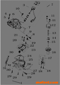 50cc Scooter Carburetor diagram for CVT engine