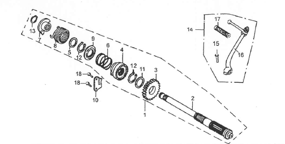 Kickstarter drive assy